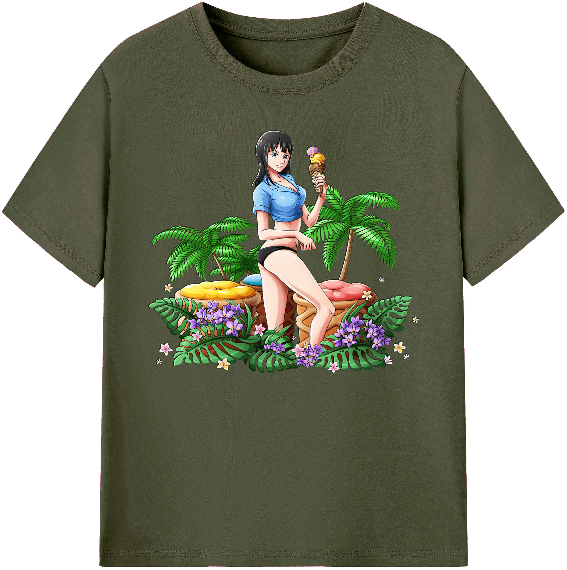 ワンピース ニコ・ロビン ONE PIECE Nico Robin 綿100％ メンズ半袖Tシャツ｜肌触りやわらか＆通気性